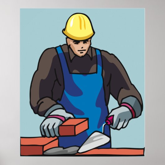 Bauarbeiter Bricklayer Hard Hat Builder Poster (Vorne)