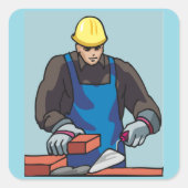 Bauarbeiter Bricklayer Hard Hat Builder Quadratischer Aufkleber (Vorderseite)
