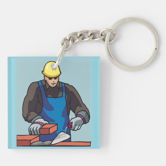 Bauarbeiter Bricklayer Hard Hat Builder Schlüsselanhänger (Rückseite)