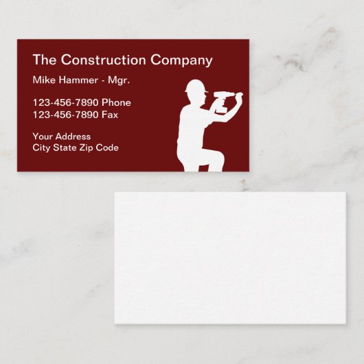 Bauarbeiter-Builder Visitenkarte (Vorne/Hinten)