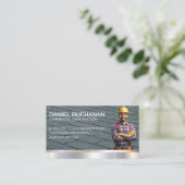 Bauarbeiter | Dach | Metall Visitenkarte (Stehend Vorderseite)