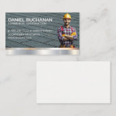 Bauarbeiter | Dach | Metall Visitenkarte (Vorne/Hinten)