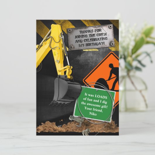 Bauarbeiter Dankescheine Karte (Stehend Vorderseite)