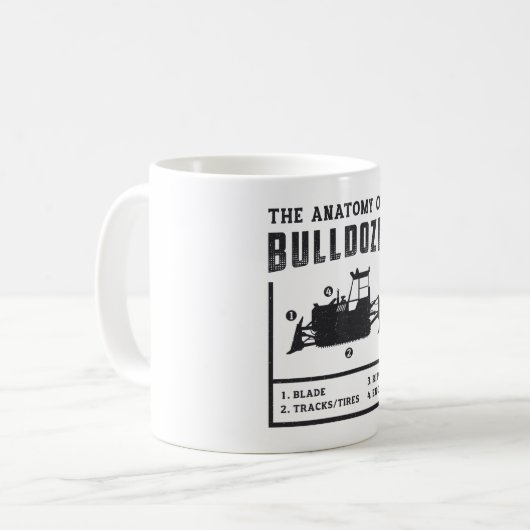 Bauarbeiter die Anatomie eines Bulldozer Kaffeetasse (Vorderseite Links)