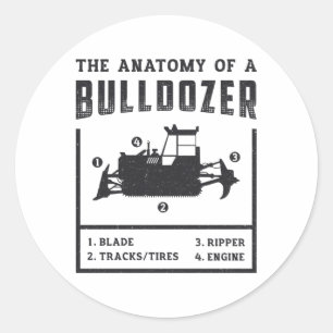 Bauarbeiter die Anatomie eines Bulldozer Runder Aufkleber