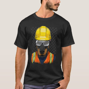 Bauarbeiter Dobermann Pinscher Arbeiter Haustier T-Shirt