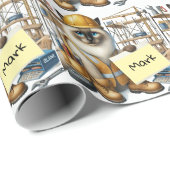 Bauarbeiter für Katzen Lover Geschenkpapier (Rolleneckpunkt)