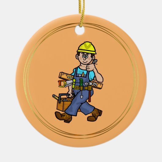 Bauarbeiter für Männer mit Werkzeugen Keramik Ornament (Vorne)