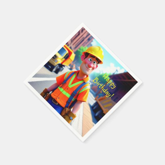 Bauarbeiter Geburtstag Serviette (Ecke)