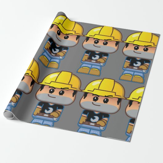 Bauarbeiter Geschenkpapier (Ungerollt)