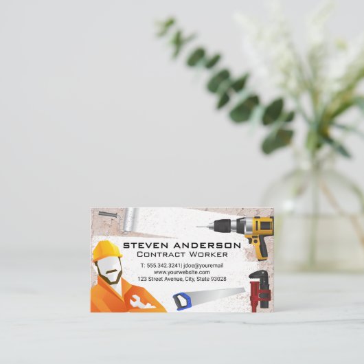 Bauarbeiter | Hardware-Tools Visitenkarte (Stehend Vorderseite)