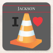 Bauarbeiter Highway Traffic Cone Funny Rechteckiger Pappuntersetzer (Vorderseite)