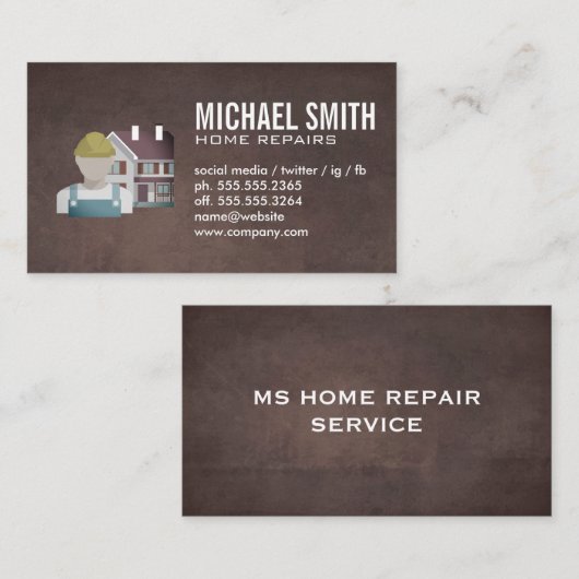 Bauarbeiter | Hintergrund der braunen Textur Visitenkarte (Vorne/Hinten)