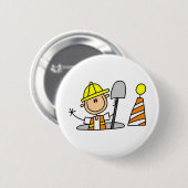 Bauarbeiter im Einsteigeloch-Knopf Button (Vorne & Hinten)