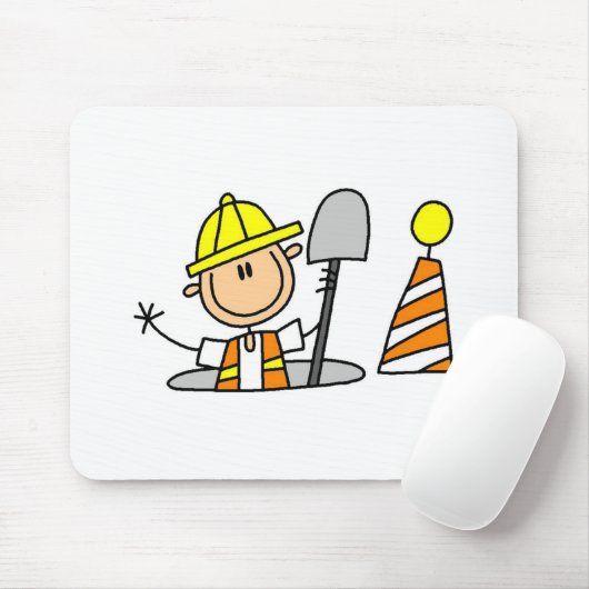 Bauarbeiter im Einsteigeloch Mousepad (Mit Mouse)