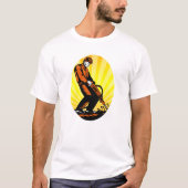 Bauarbeiter Jackhammer Oval T-Shirt (Vorderseite)