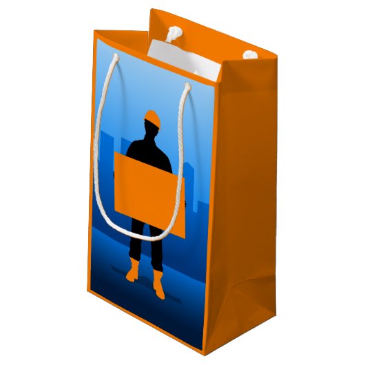 Bauarbeiter Kleine Geschenktüte (Rückseite Schrägansicht)