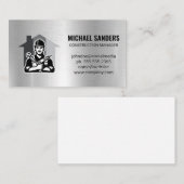 Bauarbeiter | Metallischer Hintergrund Visitenkarte (Vorne/Hinten)