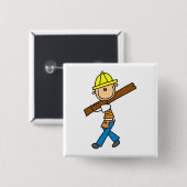 Bauarbeiter mit Bauholz Button (Vorne & Hinten)