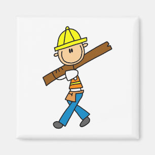 Bauarbeiter mit Bauholz Magnet