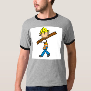 Bauarbeiter mit Bauholz T-Shirt