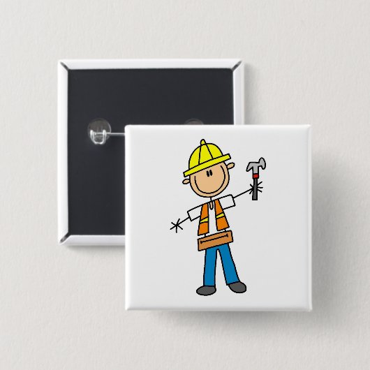 Bauarbeiter mit Hammer Button (Vorne & Hinten)