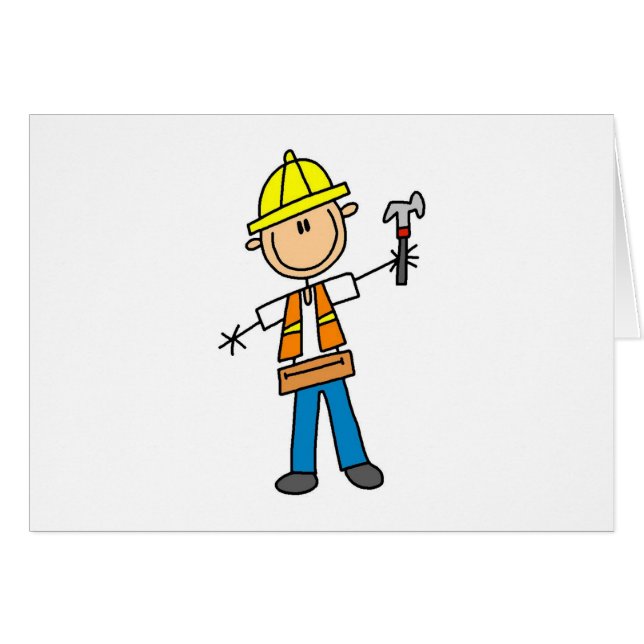 Bauarbeiter mit Hammer-Karte (Vorderseite (Horizontal))