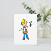 Bauarbeiter mit Hammer Postkarte (Stehend Vorderseite)