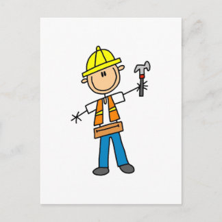 Bauarbeiter mit Hammer Postkarte