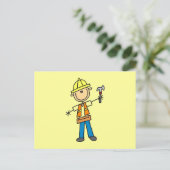 Bauarbeiter mit Hammer Postkarte (Stehend Vorderseite)