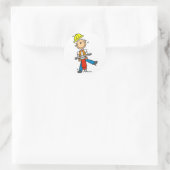 Bauarbeiter mit Jack Hammer Runder Aufkleber (Tasche)