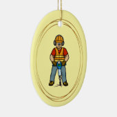 Bauarbeiter mit Jackhammer Keramik Ornament (Rechts)