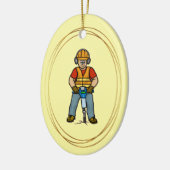Bauarbeiter mit Jackhammer Keramik Ornament (Links)