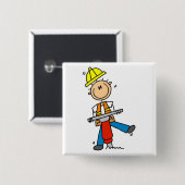Bauarbeiter mit Presslufthammer Button (Vorne & Hinten)