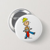 Bauarbeiter mit Presslufthammer-Knopf Button (Vorne & Hinten)