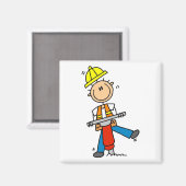Bauarbeiter mit Presslufthammer Magnet (Vorderseite/Rückseite)