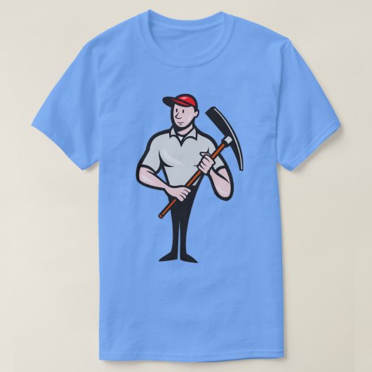 Bauarbeiter Pickaxe Cartoon T-Shirt (Design vorne)