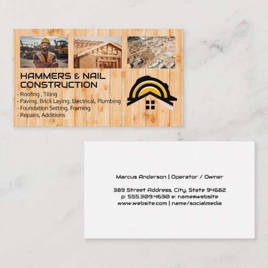 Bauarbeiter | Roofer | Builder Visitenkarte (Vorne/Hinten)