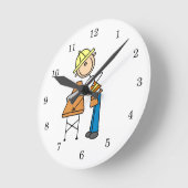 Bauarbeiter Sägeblättergeschenke Runde Wanduhr (Winkel)