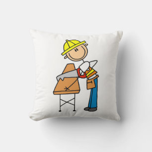 Bauarbeiter Sägt Bauholz Geschenke Kissen