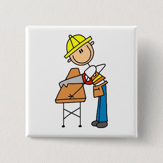 Bauarbeiter sägt Brett Button (Vorderseite)
