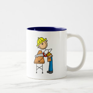 Bauarbeiter sägt Brett Zweifarbige Tasse