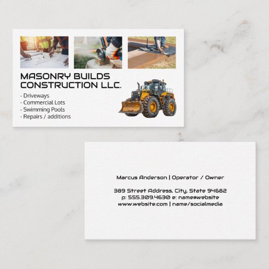 Bauarbeiter | Schwermaschinen Visitenkarte (Vorne/Hinten)