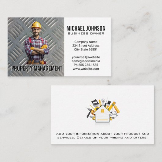 Bauarbeiter | Stahlplatten-Muster Visitenkarte (Vorne/Hinten)