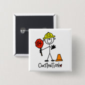 Bauarbeiter-Strichmännchen Button (Vorne & Hinten)