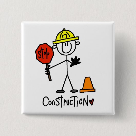 Bauarbeiter-Strichmännchen Button (Vorderseite)