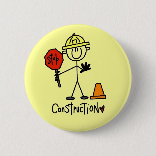 Bauarbeiter-Strichmännchen Button (Vorderseite)