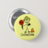 Bauarbeiter-Strichmännchen Button (Vorne & Hinten)