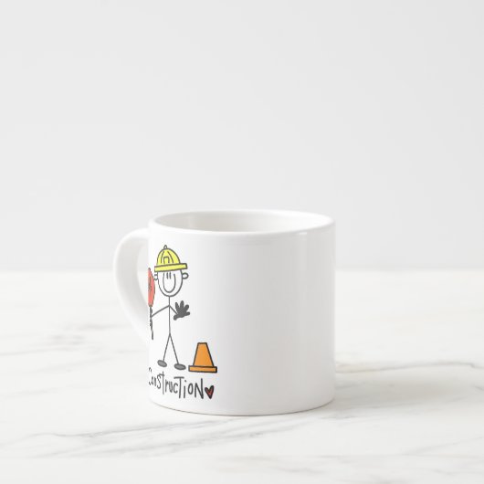 Bauarbeiter-Strichmännchen Espressotasse (Vorderseite Links)