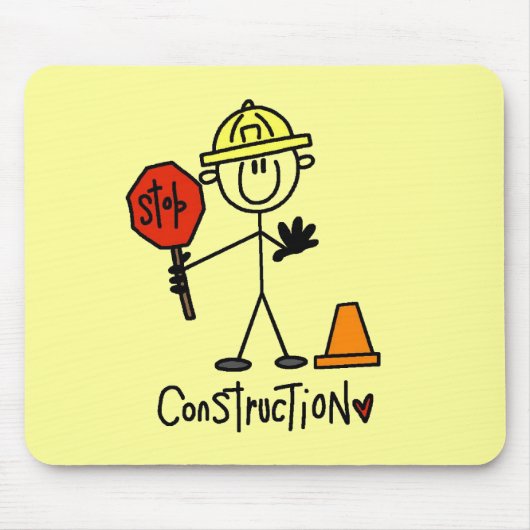 Bauarbeiter-Strichmännchen Mousepad (Vorne)